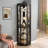 Lighted Glass Display Cabinet Corner Curio Cabinet With Adjustable Shelves Carved Cherry Decoration Wine Cabinet Perfect For Home Or Office Use-BLACK-652311874