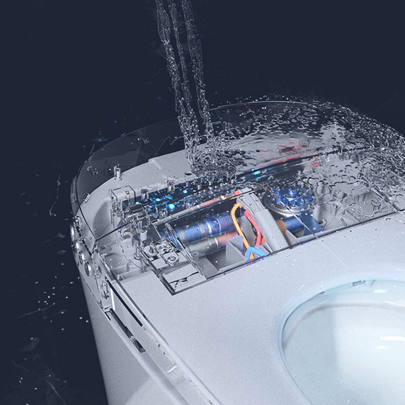 Upmarket Compact Toilet - Heated Seat 4 Levels, Dual Flush, Foot Sensor, Night , Soft Close Seat, Sensor Design