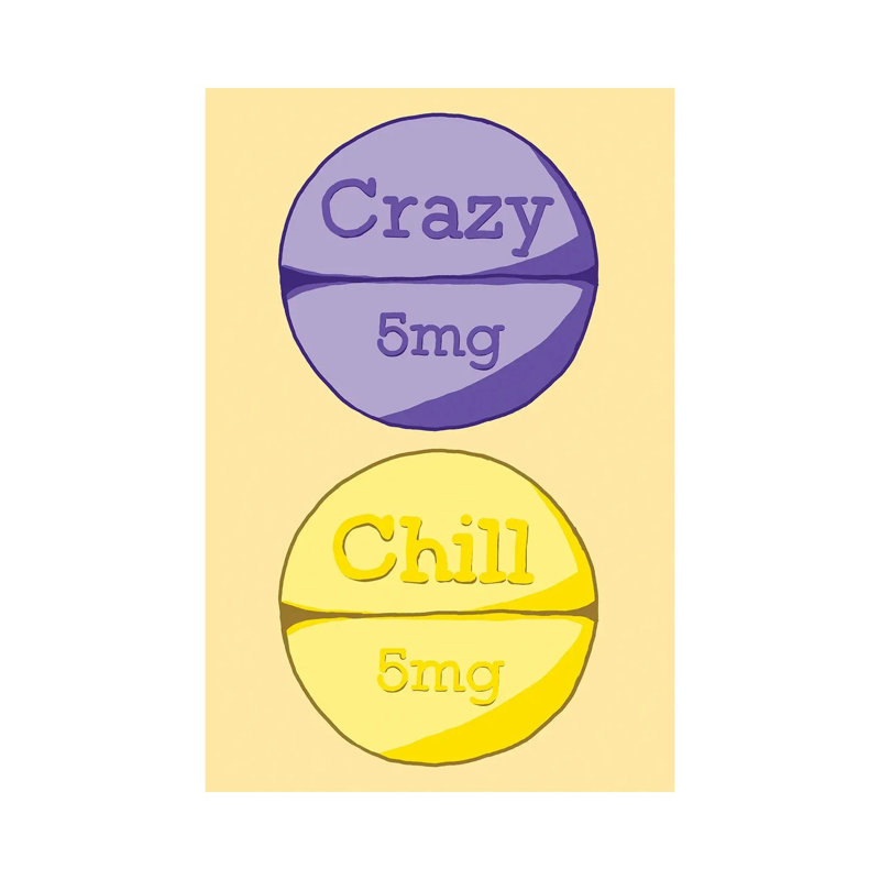 Crazy Chill Pill Yellow - Wrapped Canvas Print, 152.5 cm H x 101.5 cm W