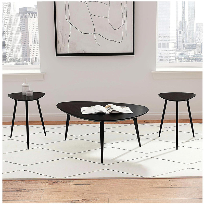 Ensemble de tables basses et de tables de bout noires 3 pièces Xander