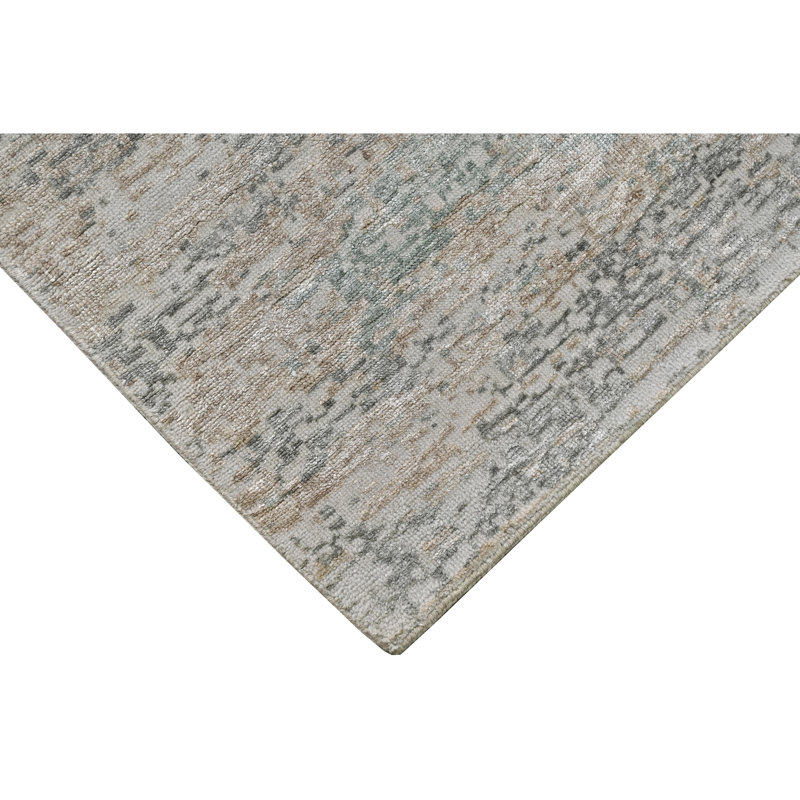 High-Quality Hand-Knotted Silver And Aqua Area Rug