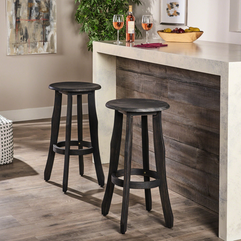 Bois gris foncé contemporain - siège sans coussin au design sans dossier