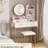 Makeup Vanity Desk With Round Mirror And Lights-106667670