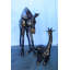 Nifao Collection Life Size Bronze Giraffes Statues, One Laying, One Standing 77" x 21" x 58"H