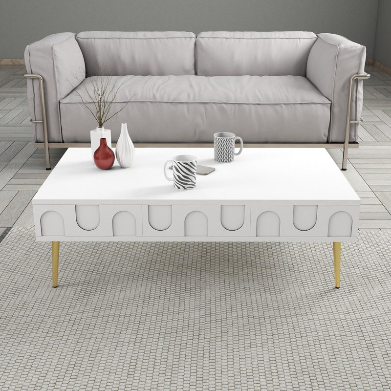 Table basse, Blanc, Or