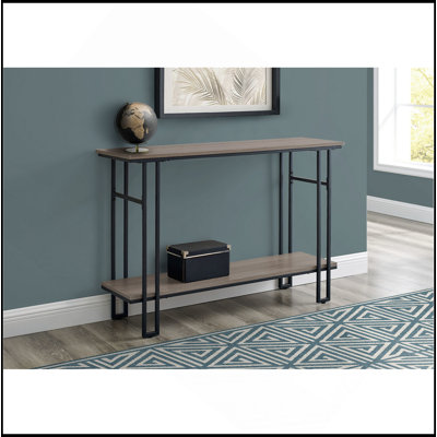 Table d'appoint, console, vestibule, étroit, canapé, salon, chambre à coucher, stratifié brun, métal noir, contemporain, moderne