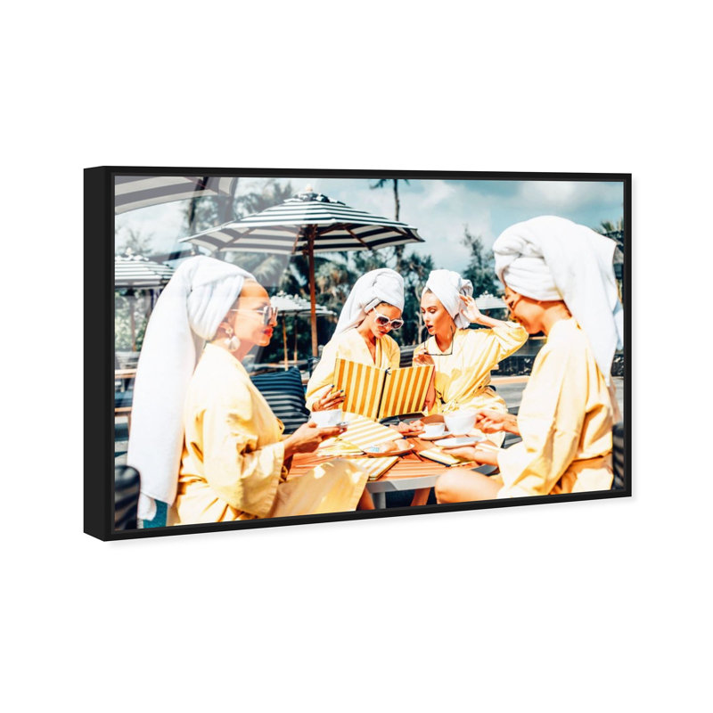 Oliver Gal Ladies Brunch in Beverly Hills Fashion - Framed Acrylic Glass Wall Art, Black, 21" H x 31" W