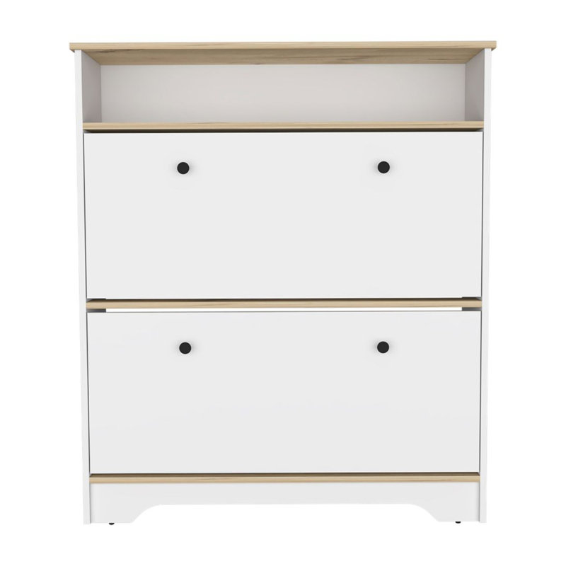 Range-chaussures Dublin, une tablette ouverte, deux armoires extensibles, Chêne clair