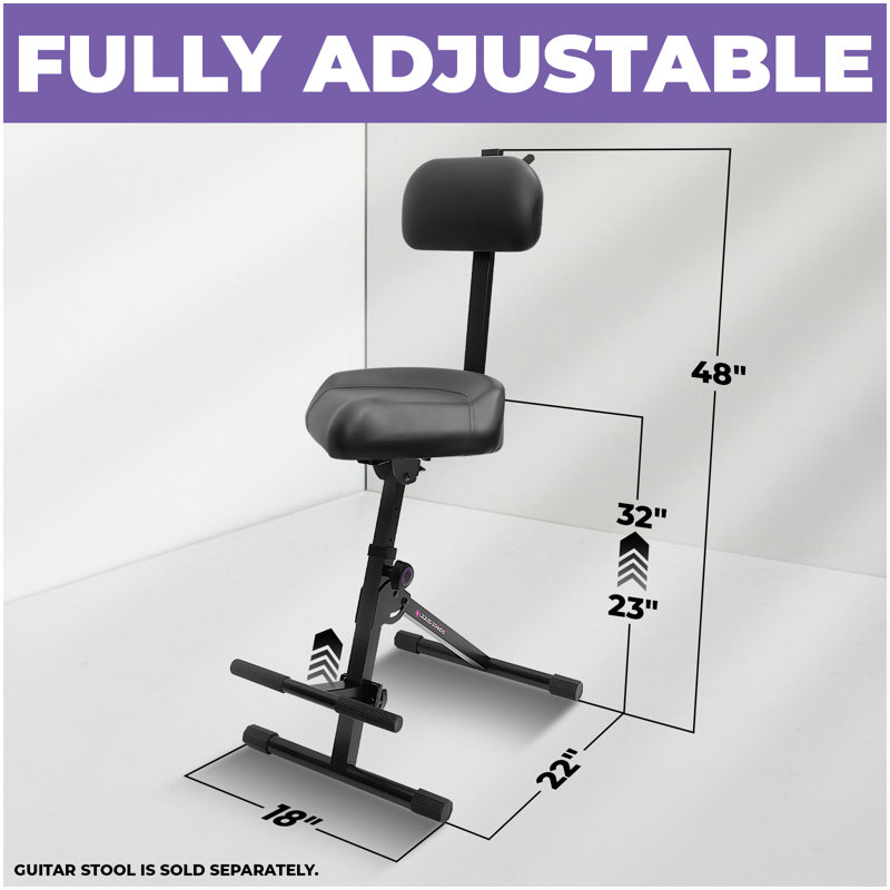 Liquid Stands Adjustable Backrest For Ls Ms1150 & Ms1092b – 1010–1220mm Height/depth, Spring Knob Adjustment, Built-in Guitar Holder – Compatible Piano Bench Support By Liquid Stands