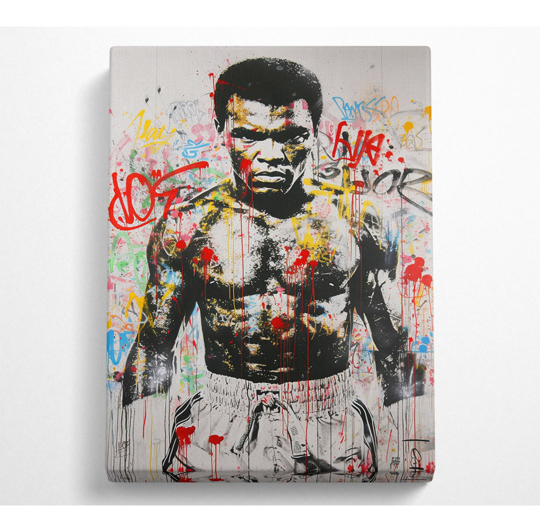 Muhammad Ali Graffiti Boxen - Ohne Rahmen Kunstdrucke auf Leinwand