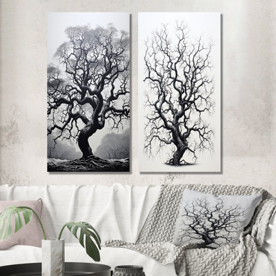 " Grey Monochromatic Tree Serenade I " 2 - Pieces