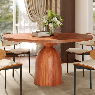 Round Solid Wood Dining Table For 4/6/8 Dining Room Kitchen Office Party Restaurant Breakfast Gatherings