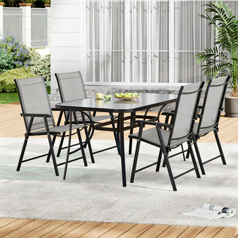 Grace-Leigh Square Table Set, No, 72cm H x 80cm W x 120cm L, Black