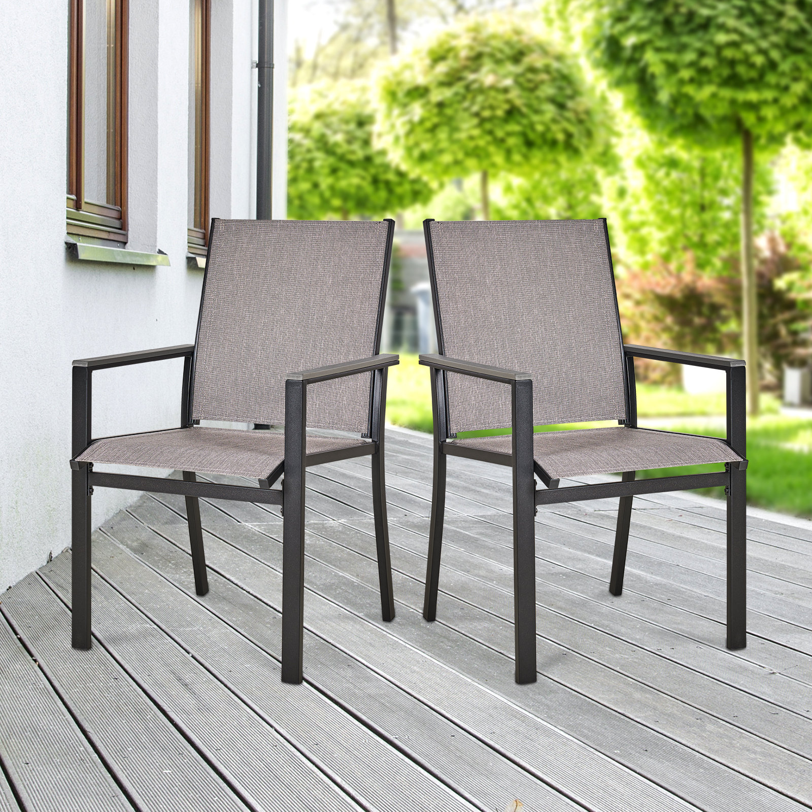 Latitude Run® Outdoor Patio Dining Chairs Set of 2, Outdoor Sling ...