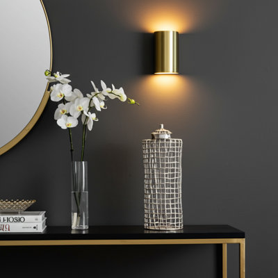 Pot décoratif décoratif en métal avec couvercle en métal - Glam