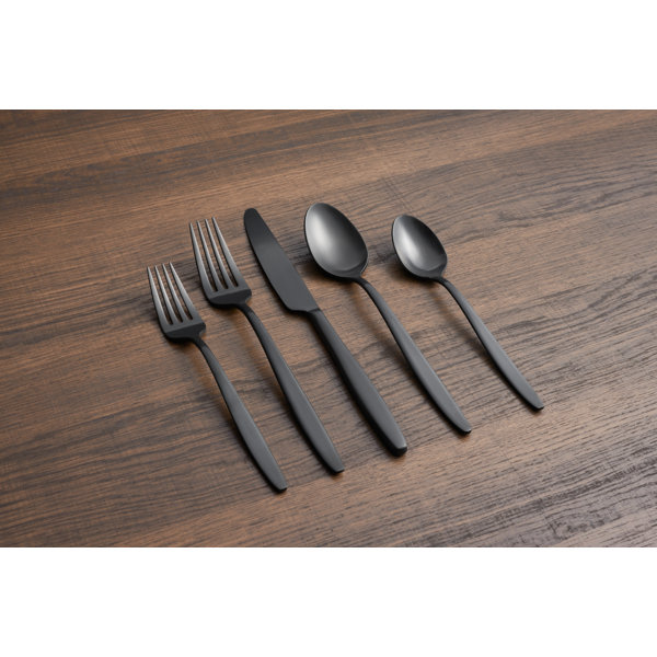 Matte Black Silverware Set, Satin Finish 20-Piece Stainless Steel Flatware  set, Tableware Cutlery Set Service for 4, Utensils for Kitchens, Dishwasher