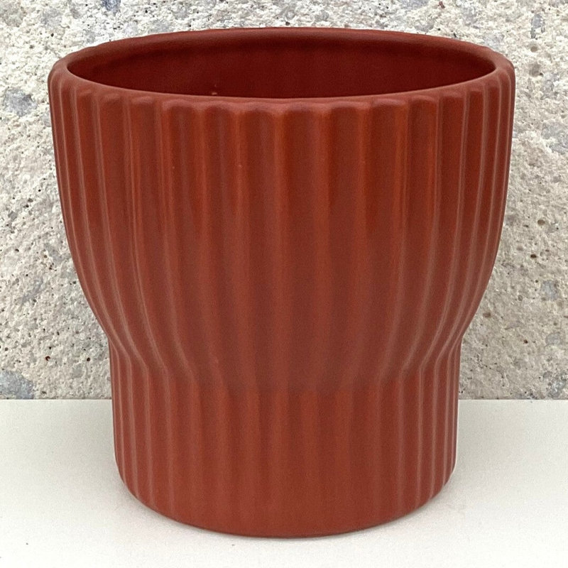Matte Rust Ribbed Planter