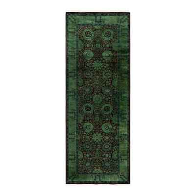 Holsworth One-of-a-Kind 3'3" X 8'7" New Age Runner Wool Area Rug Green
