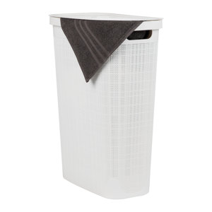 60L Slim Laundry Hamper, Clothes Basket, Lid, Plastic, 18.5”L x 14.25”W x 23.5”H