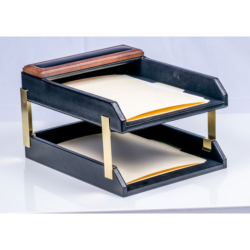 Leather File Organizer, Walnut