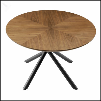 Table basse ronde en panneau de fibres à densité moyenne avec pieds croisés en métal - Assemblage facile, conception moderne (table seulement)
