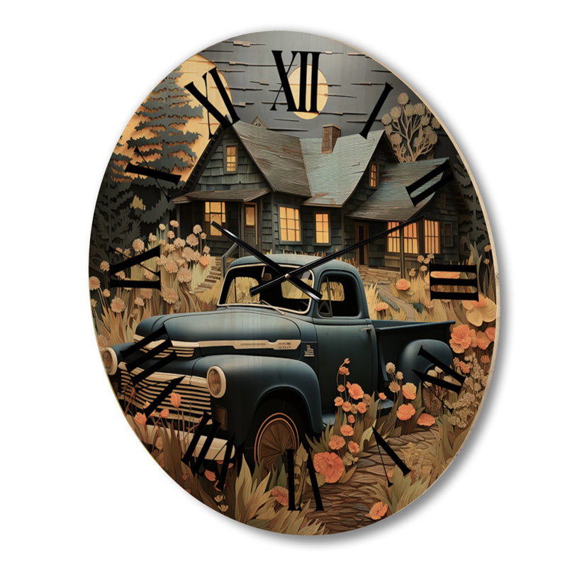 Horloge murale en bois massif Rockmart, Moyenne