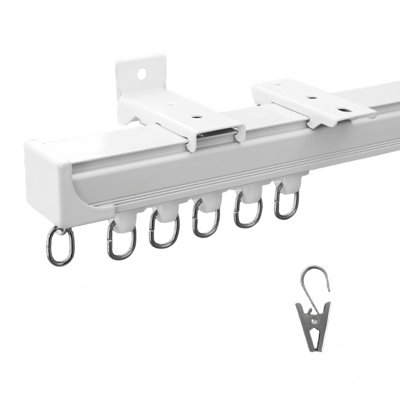 Tringle à rideaux de plafond, plafond en aluminium robuste et tringle à rideaux murale avec pinces Mourit