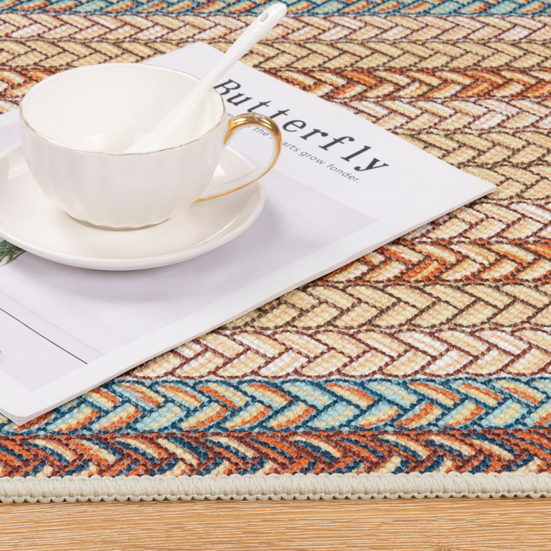 Tapis de cuisine antidérapant lavable à la machine, Brown/Beige