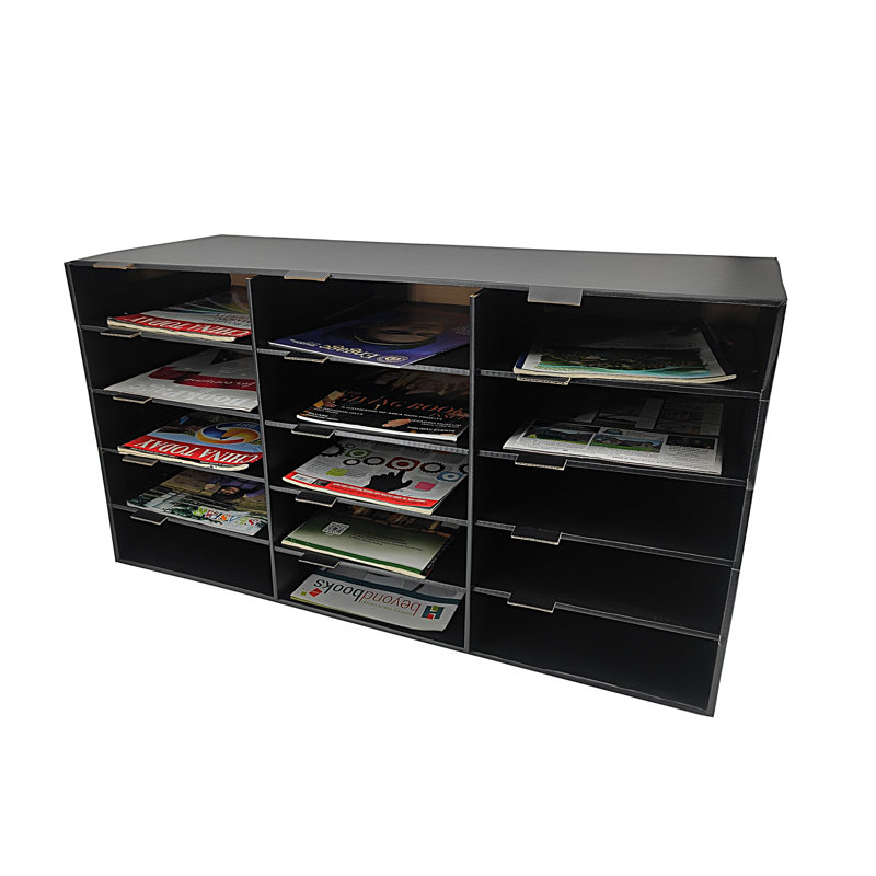 Black 15-Slot Vertical File Organizer for Office and Classroom