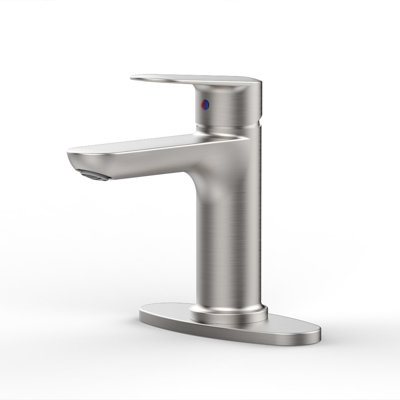 Brushed Nickel Single Handle Bathroom Faucet With Deck For 1 Or 3 Holes,Laundry Vanity Sink Faucet With Two 9/16" Hoses