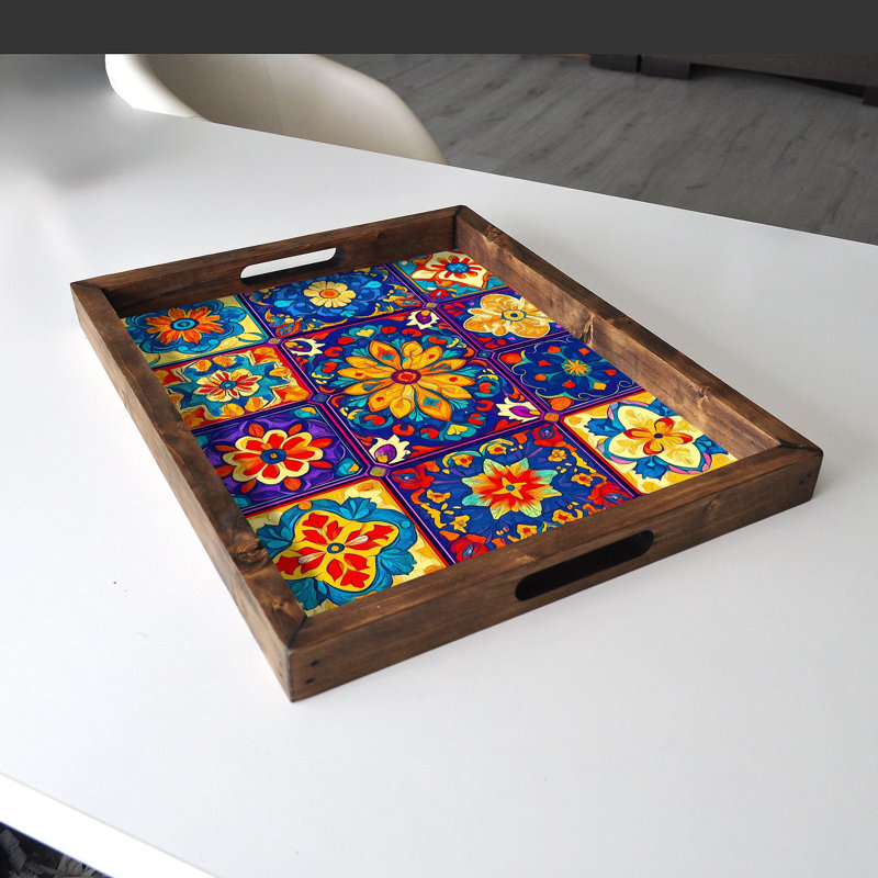 Elegant Solid Wood Tray, 18.9 x 15.0 x 1.6 inches | UV Printed on 0.2-inch Thick MDF | Perfect for Serving, Organizing, and Home Décor | Durable and Stylish Design for Any Occasion
