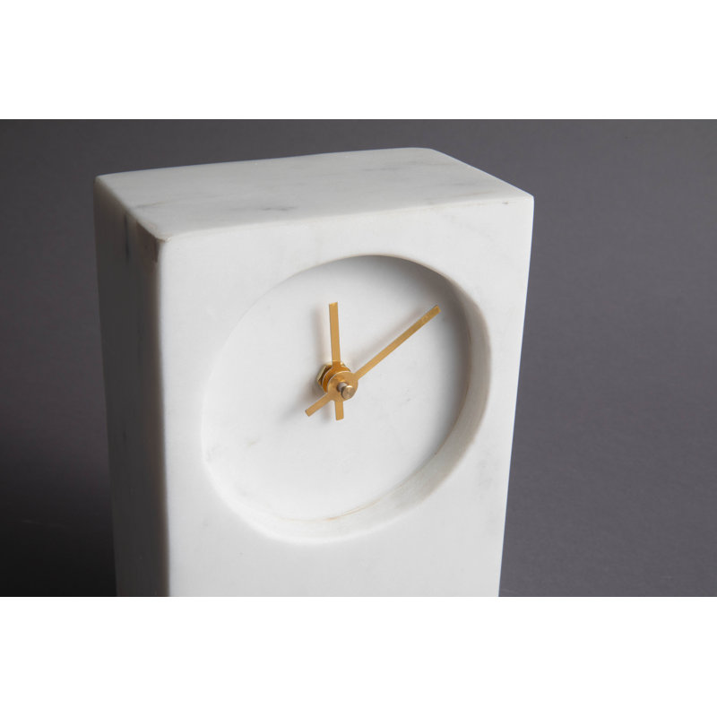 Modern & Contemporary Mechanical Tabletop Clock in Marble/Gold