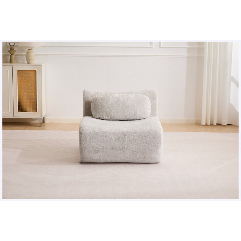 Canapé-lit convertible à onde de compression, canapé modulaire modulaire désossé DIY, aucun assemblage requis, revêtement en velours de lapin, gris clair