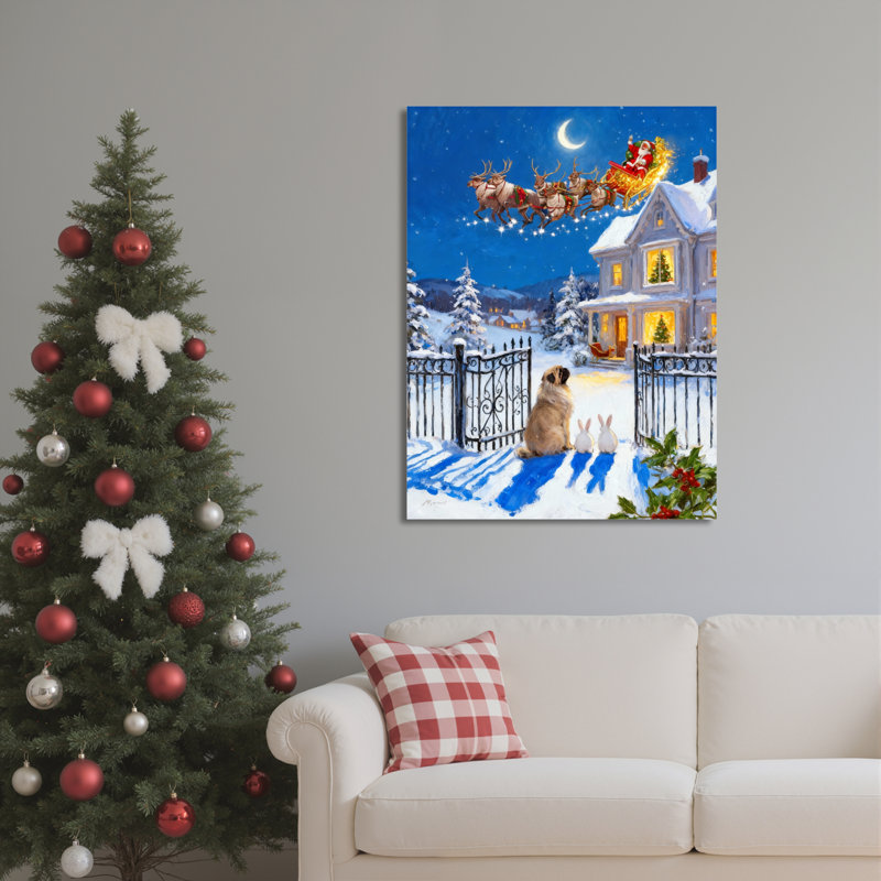 Art mural en toile Père Noël, H 18 po x l 12 po