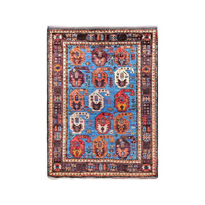 4'5" x 5'10" New Hand Knotted Blue Wool Rectangle Oriental Rug - MOA102605