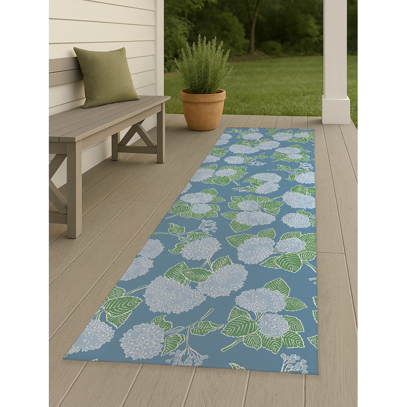 Hydrangea Non Slip Outdoor Rug, Runner 2'6" x 8'