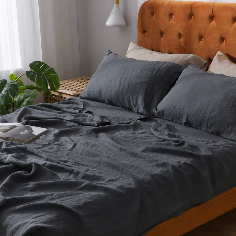 Highland Feather 100% French Linen Sheet Set - 1 Flat Sheet & 1 Fitted Sheet & 2 Pillowcases - Classic Luxury (165Gsm), Full