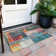 Machine Washable Indoor/Outdoor Xhevrie Teal Rug