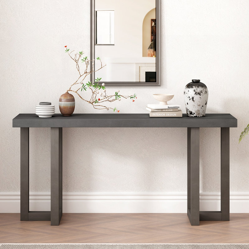 Console avec pieds en pin massif convenant au vestibule, Gris