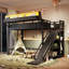 Lit mezzanine multifonctionnel avec glissade intégrée et système de rangement intelligent-1670608172