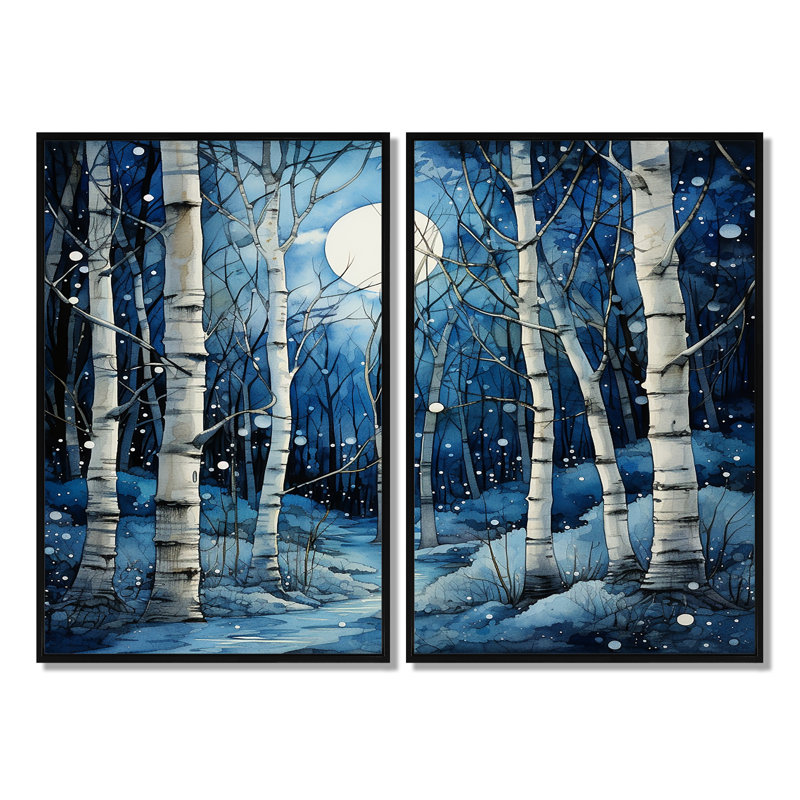 «Haizel - Tree Birch», reproduction d'art sur toile encadrée, H 36 po x l 48 po, Impression encadrée flottante, Noir