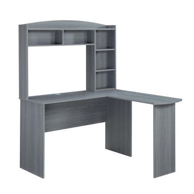 Bureau moderne en L avec huche, gris