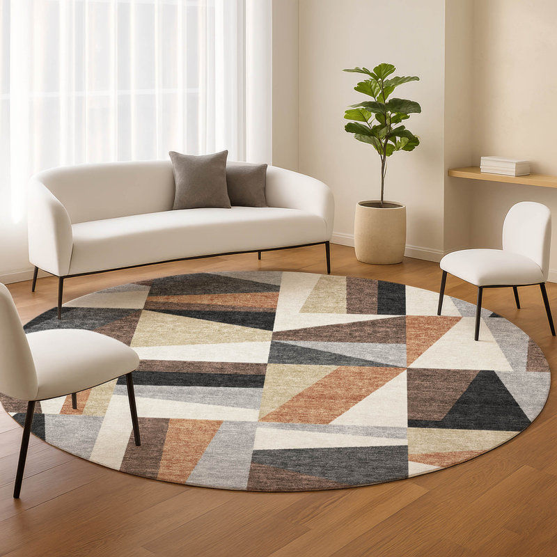 Machine Washable Indoor/Outdoor Chantille ACN2327 Geometric Rug, Round 8'