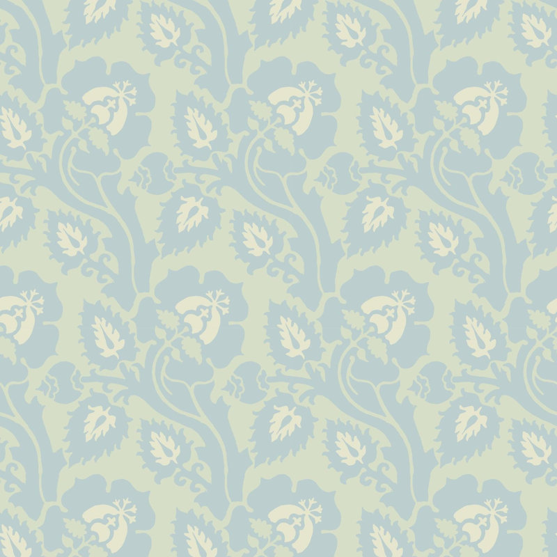 Paisley Briar - Botanical Wallpaper, Pastel Pond, Faux Grasscloth