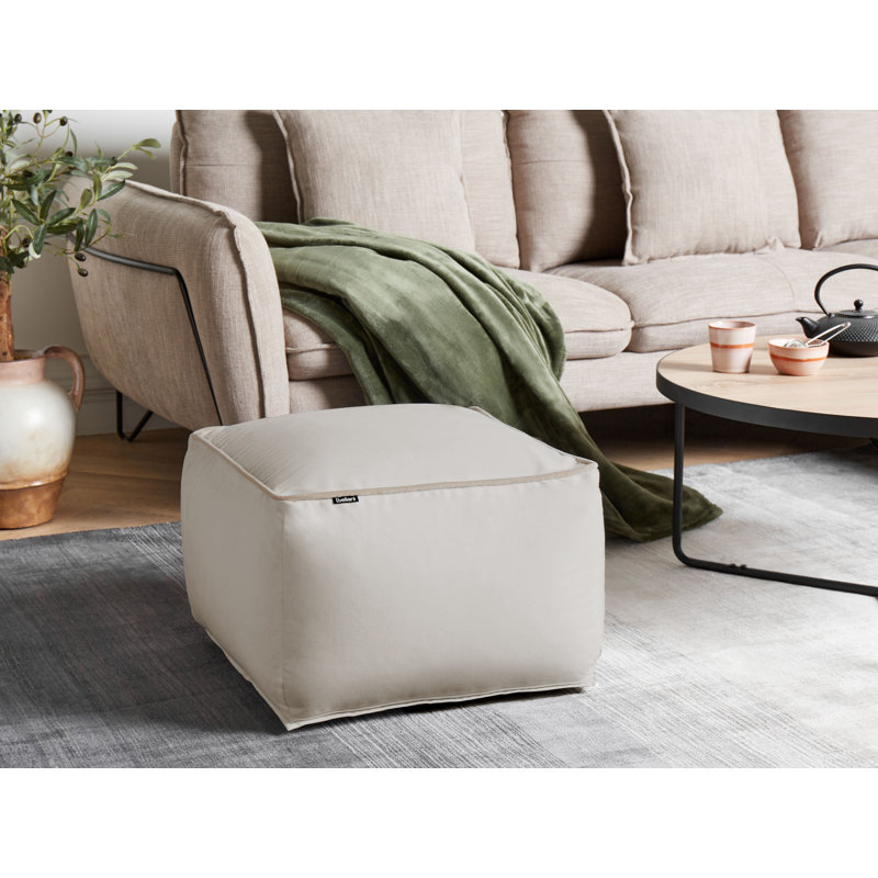 Abdulraheim 50cm Wide Square Pouf Ottoman, Light Beige