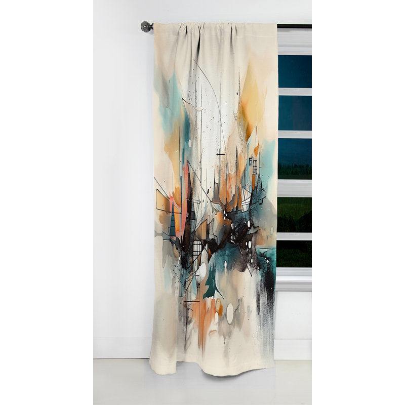 Gina - Abstract Marble Marble Blackout Curtain - 1 Panels, 52" W x 90" L