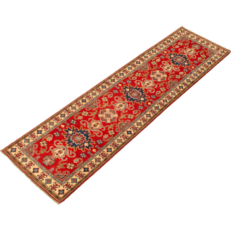 Tapis de couloir en Tapis décoratif laine rouge/brun de conception unique 2 pi 7 po x 9 pi 9 po noué à la main New Age Finest