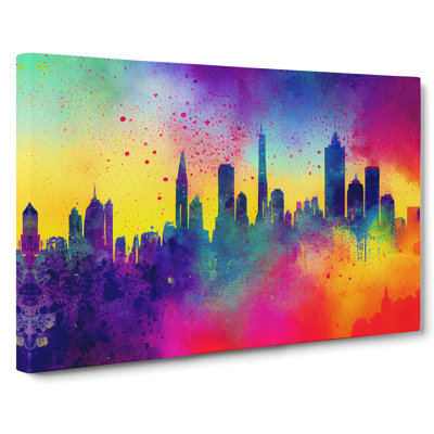 Skyscraper Skyline Splash Vol.5 Abstract - Wrapped Canvas