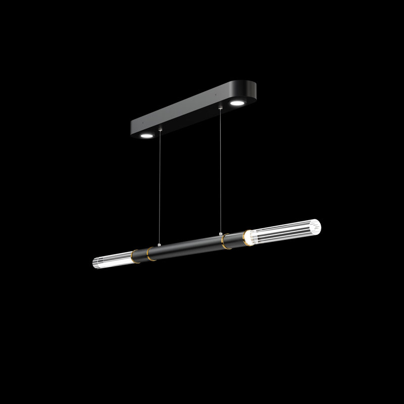 Luminaire suspendu linéaire l 62 po Antonia, Laiton / Noir