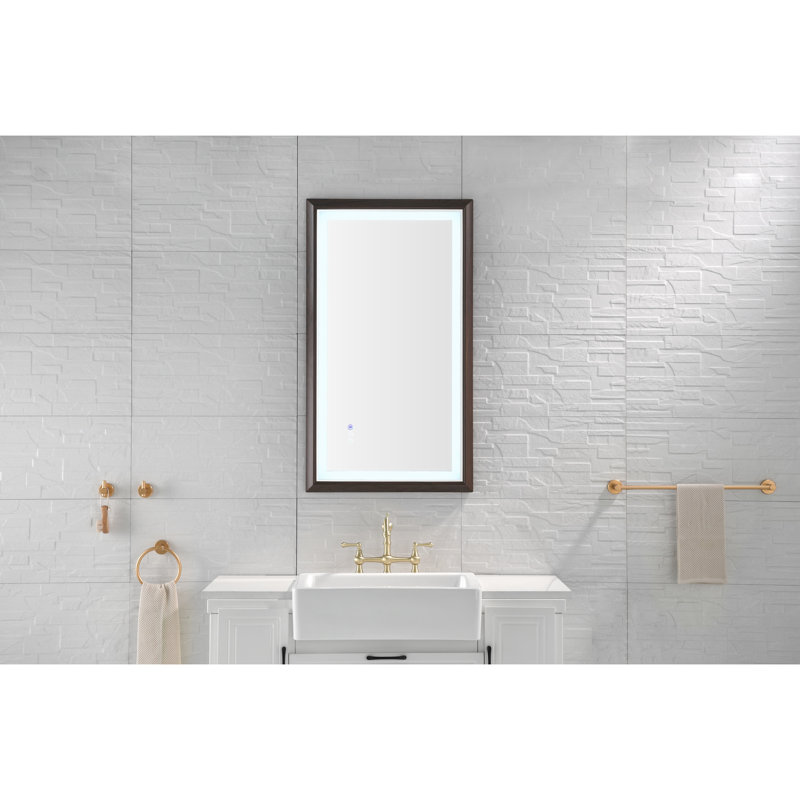 Miroir de maquillage de salle de bain avec bouton tactile intelligent - Multifonctionnel, couleur réglable, désembuage, aluminium brun, 39,62 po Profondeur, largeur 23,43 po, hauteur 1,49 po, interrupteur 21,12 lb, 40 24 1,5 21,1 po